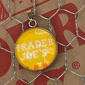 Trader Joe’s necklace charm 25mm yellow white orange